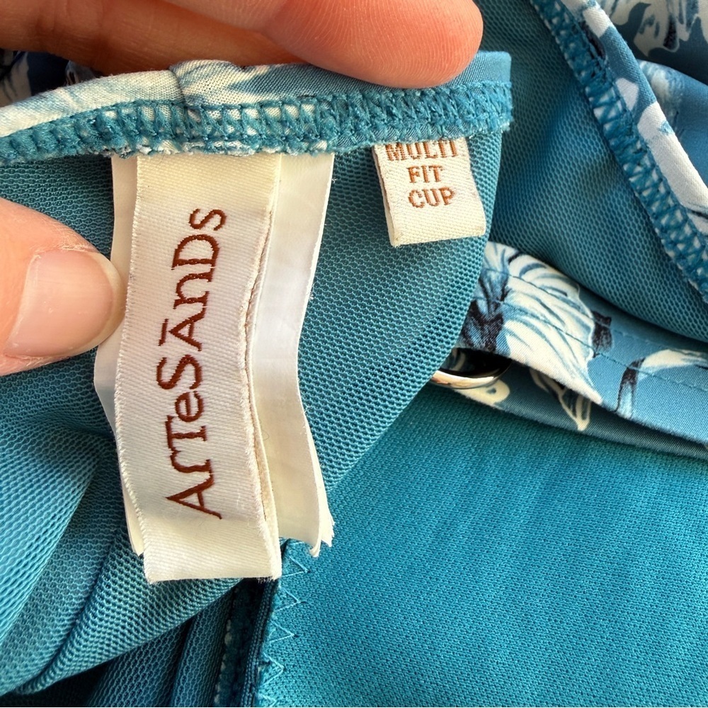 Artesands One Piece Swimsuit Blue Teal Floral Women’s Size 20 - Picture 2 of 5